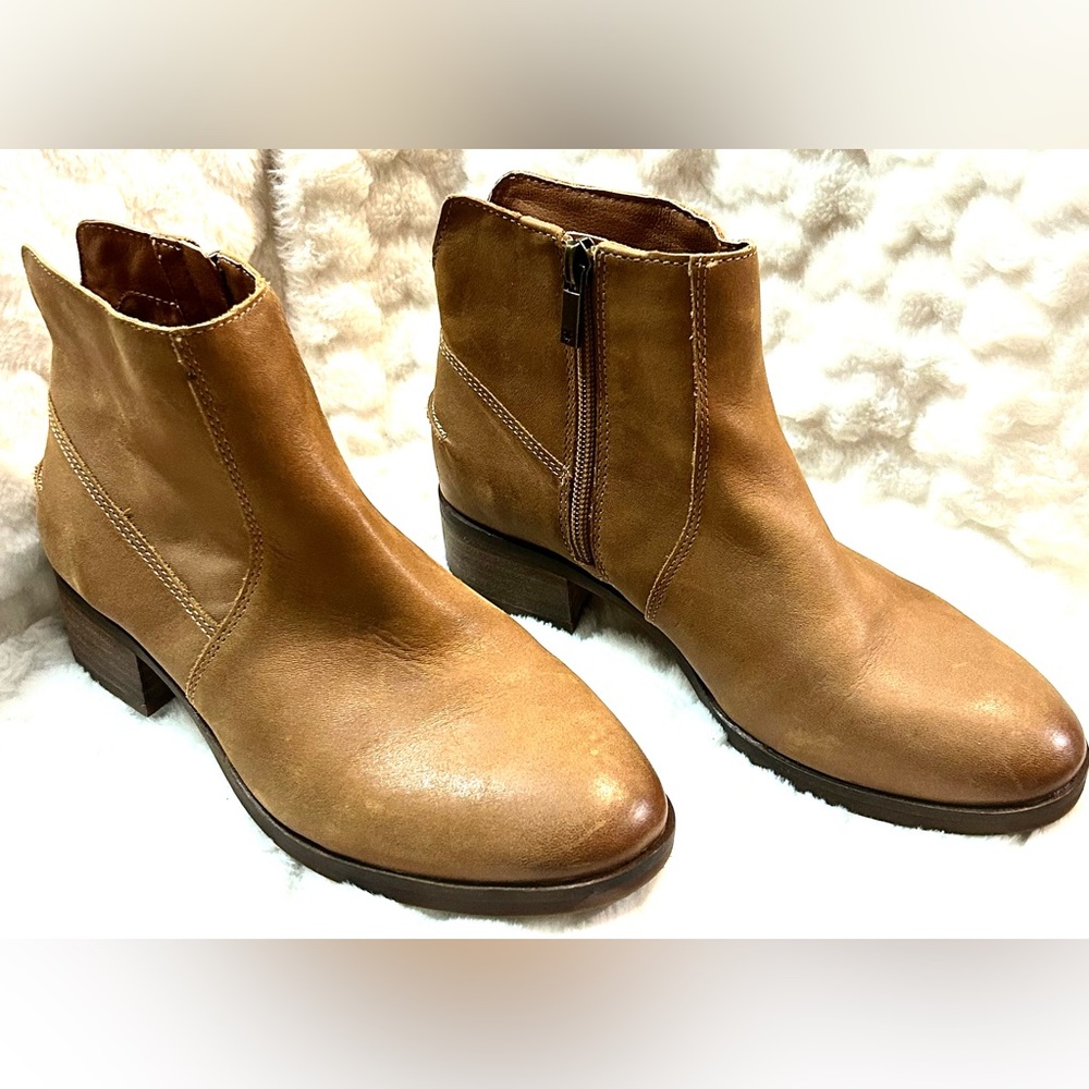Lucky Brand Pedera Tan Leather Ankle Boots women’s size 6.5